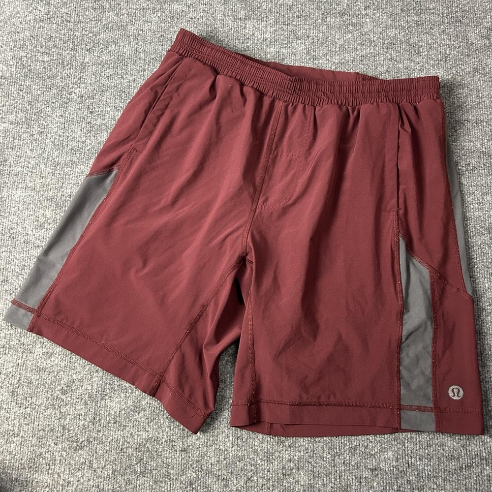 Lululemon Shorts Mens XL Red Lightweight Lined Elastic Waist Running Training